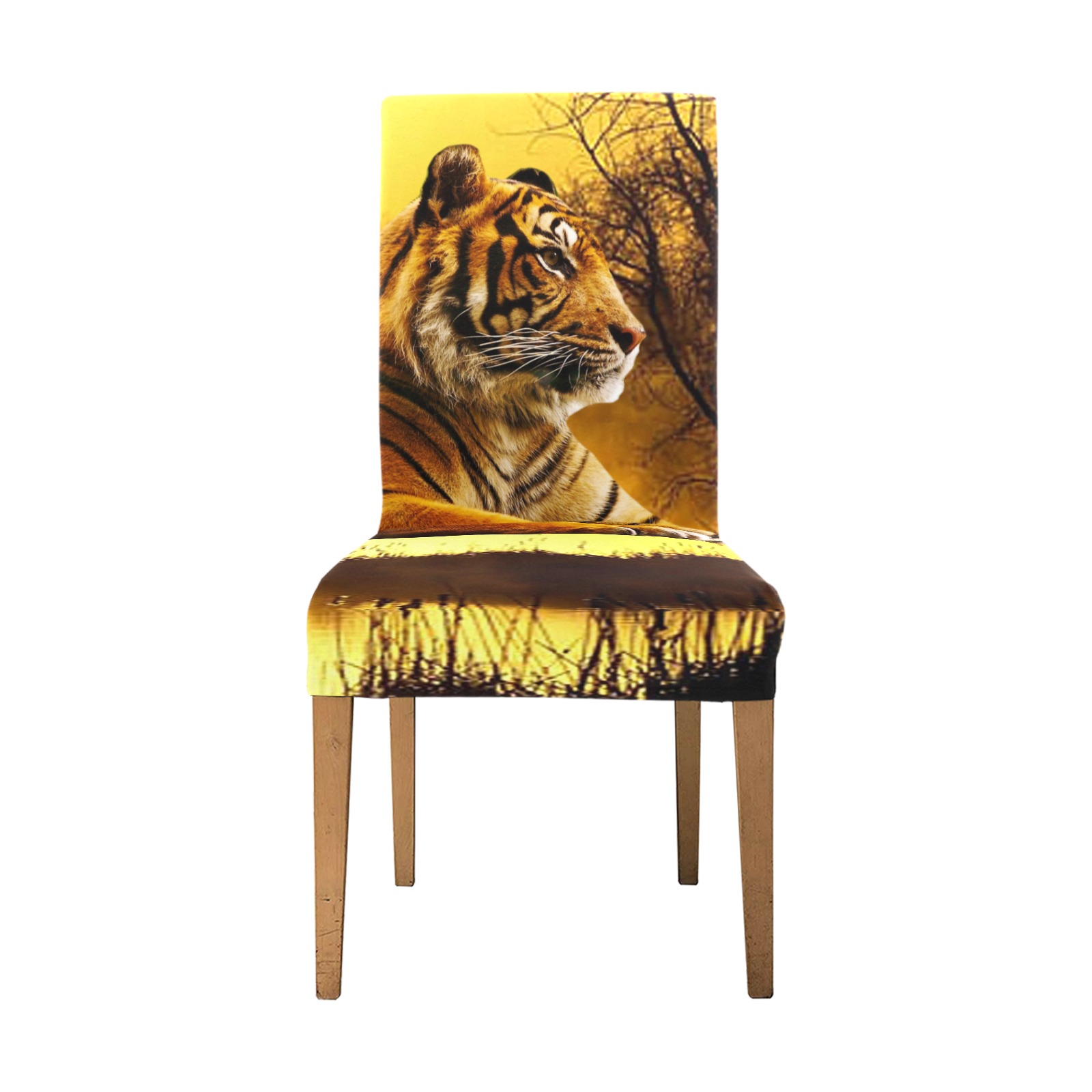 Tiger and Sunset Chair Cover (Pack of 4)