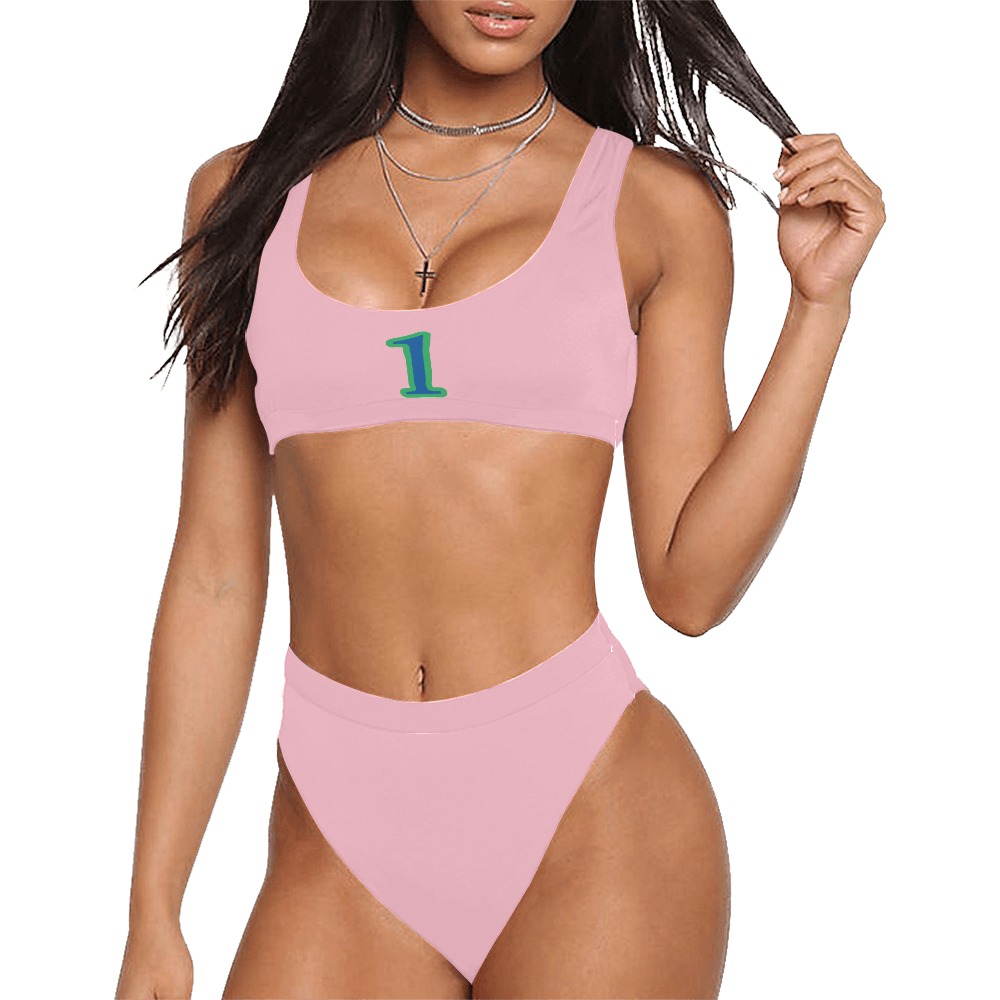 Bathing Suite With 01 Sport Top & High-Waisted Bikini Swimsuit (Model S07)