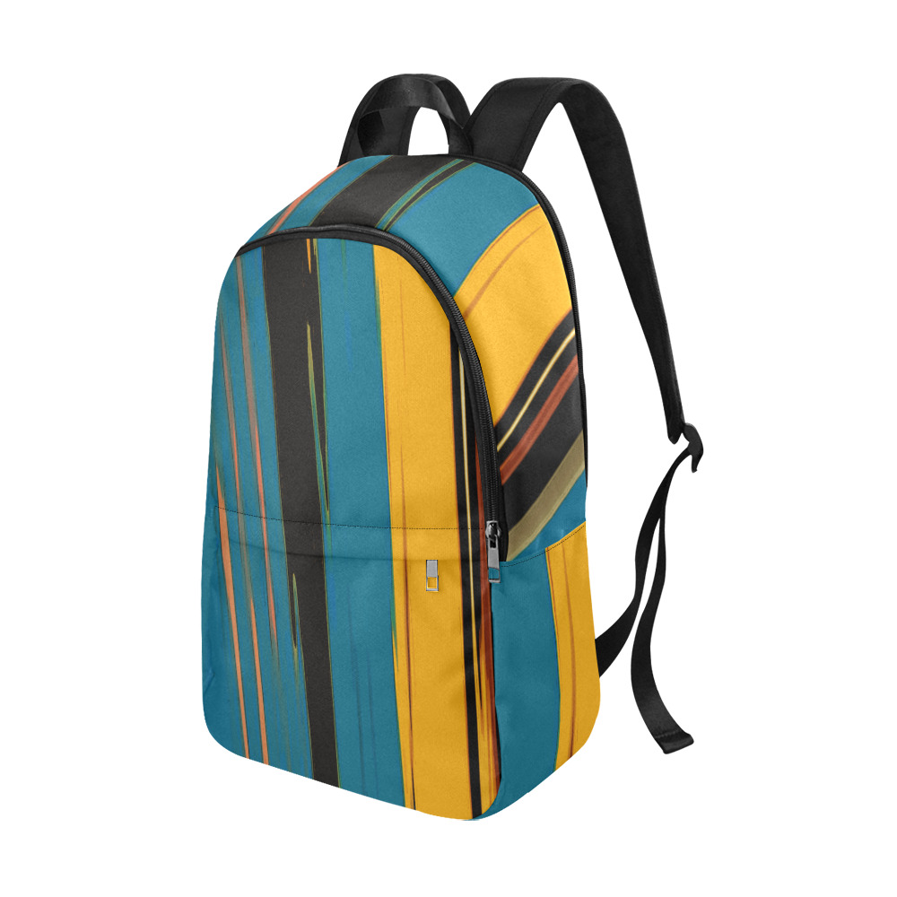 Black Turquoise And Orange Go! Abstract Art Fabric Backpack for Adult (Model 1659)