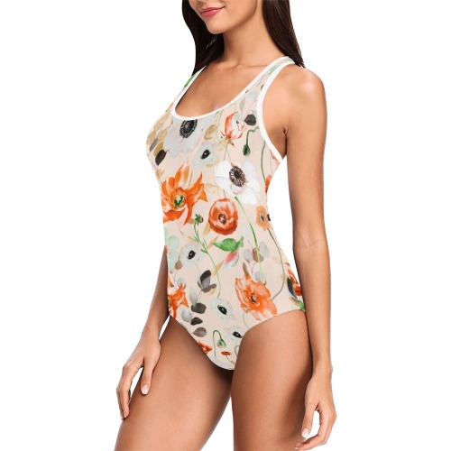 Lush romantic garden 3 Vest One Piece Swimsuit (Model S04)