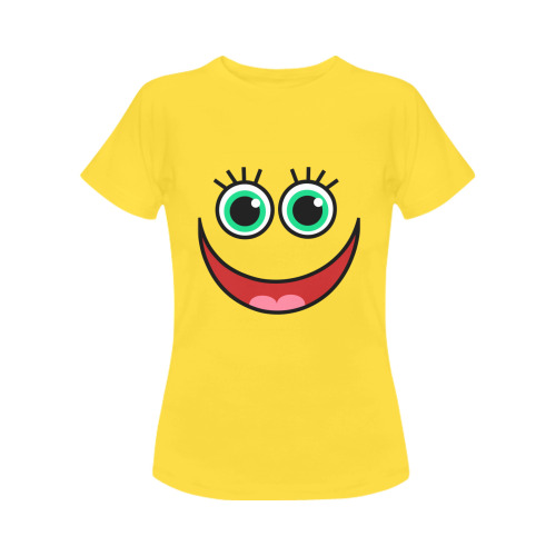Don’t Worry Be Happy Cartoon Face Women's T-Shirt in USA Size (Front Printing Only)