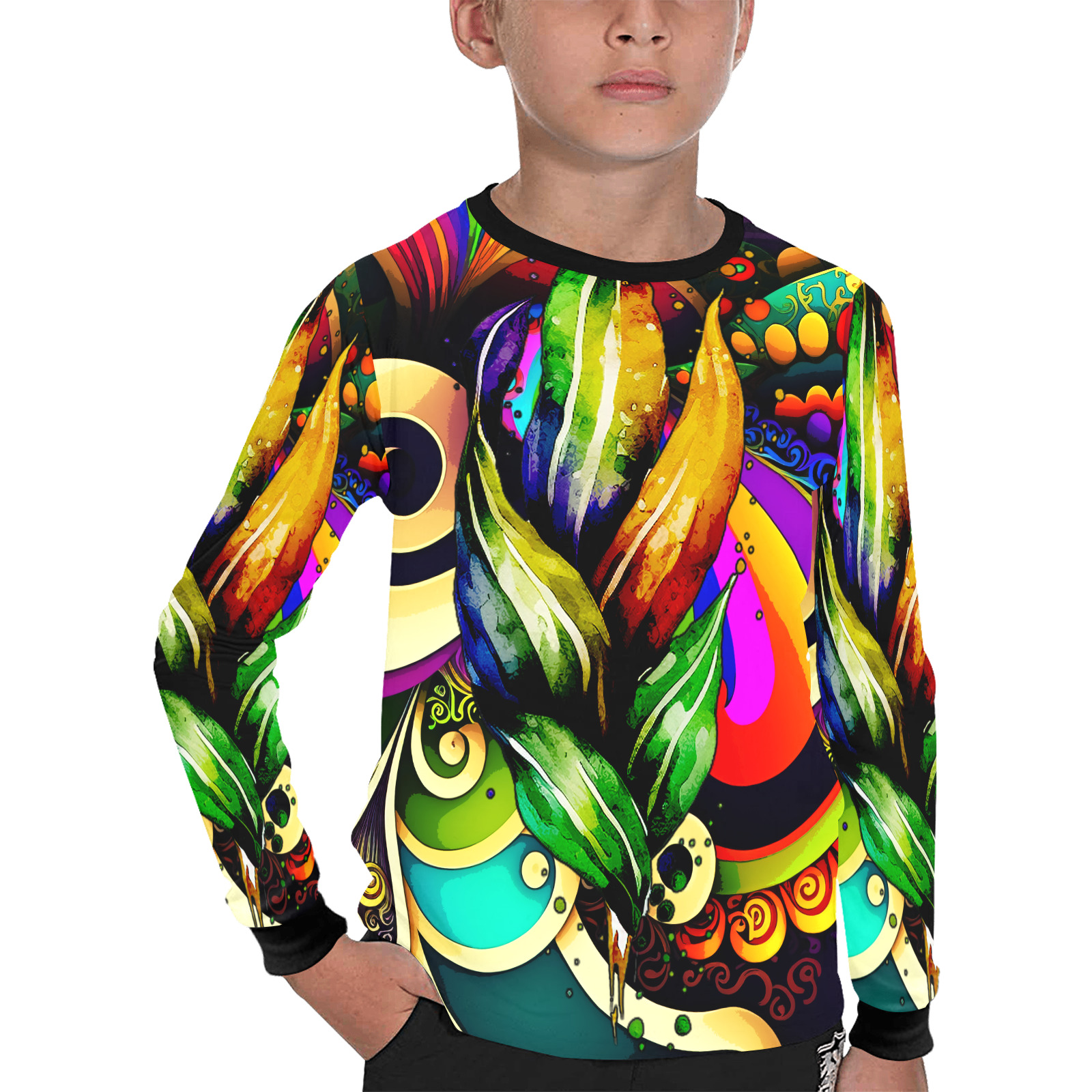 Mardi Gras Colorful New Orleans Kids' All Over Print Long Sleeve T-shirt (Model T51)
