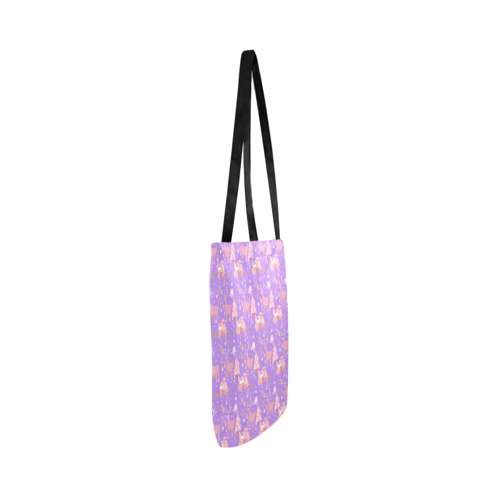 Pink and Purple and Gold Christmas Design Reusable Shopping Bag Model 1660 (Two sides)
