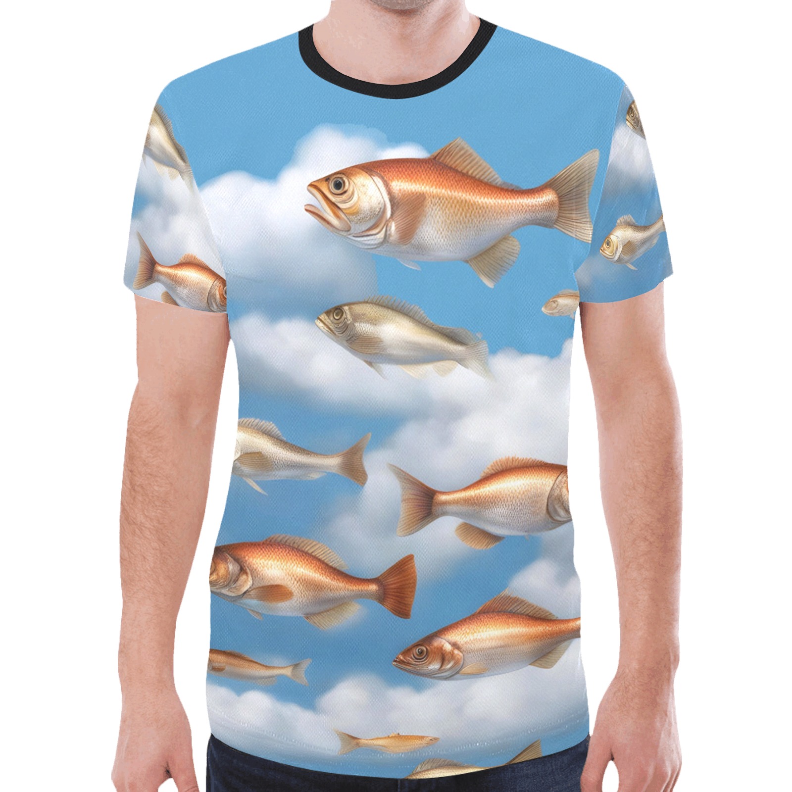 Raining Fish New All Over Print T-shirt for Men (Model T45)
