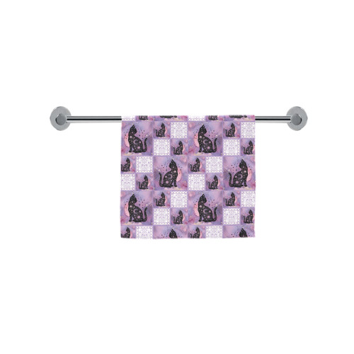 Purple Cosmic Cats Patchwork Pattern Custom Towel 16"x28"