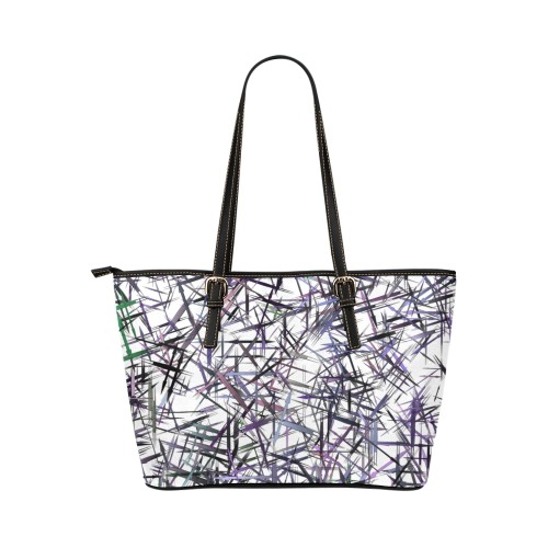 Plum and Gray Arrows Abstract Leather Tote Bag/Large (Model 1651)