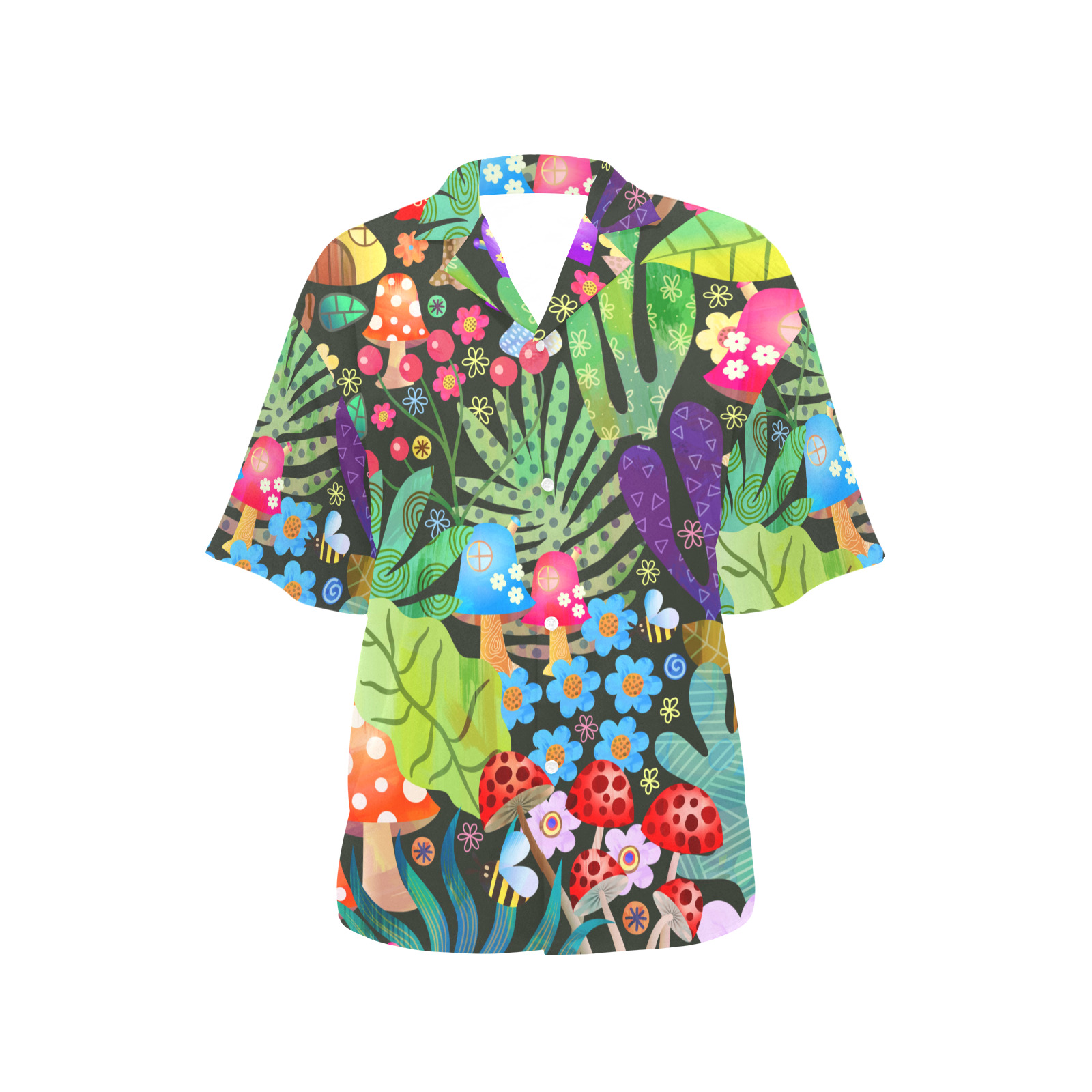 Enchanted Forest Fairytale Garden Rustic Scene All Over Print Hawaiian Shirt for Women (Model T58)