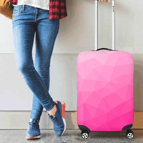 Hot pink gradient geometric mesh pattern Luggage Cover/Small 18"-21"