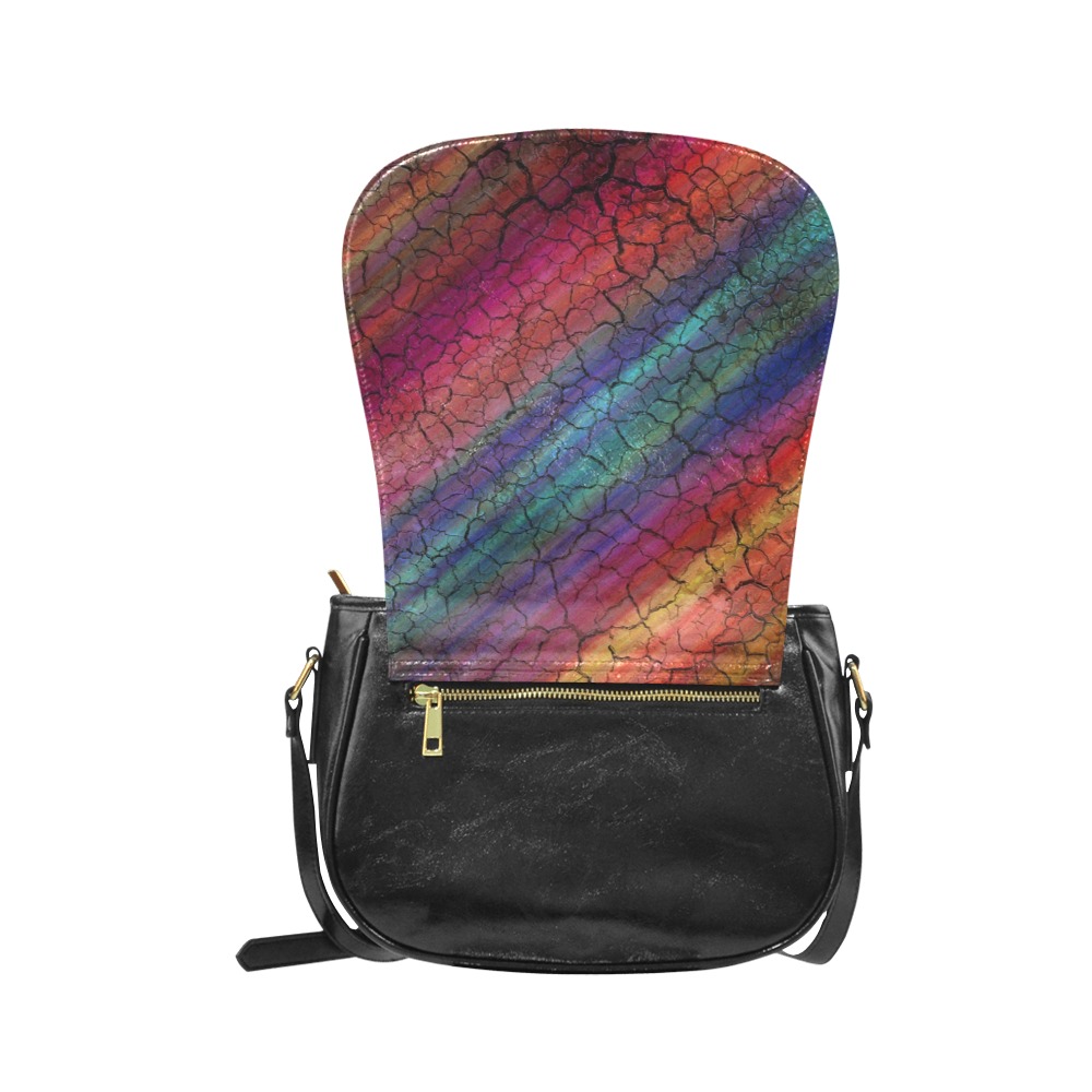 Abstract colorful Classic Saddle Bag/Large (Model 1648)