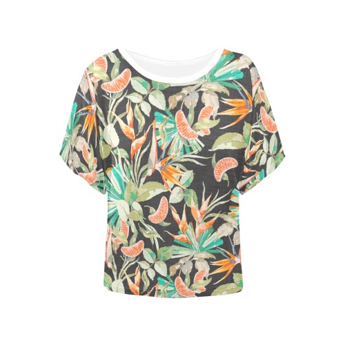 Orange in the palms jungle 20 Women's Batwing-Sleeved Blouse T shirt (Model T44)