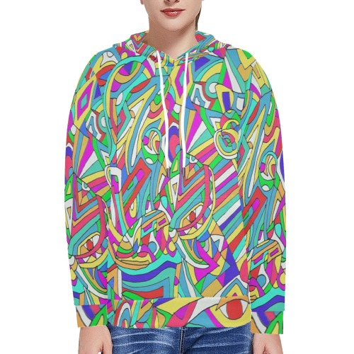 Abstract Motion Women's Long Sleeve Fleece Hoodie (Model H55)