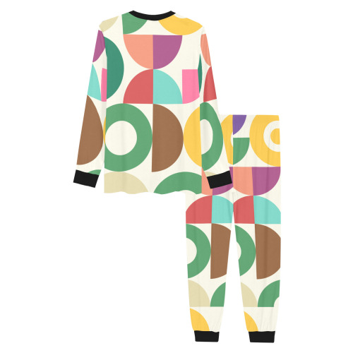 Retro Semi Circle Bauhaus Textile Pattern Men's All Over Print Pajama Set