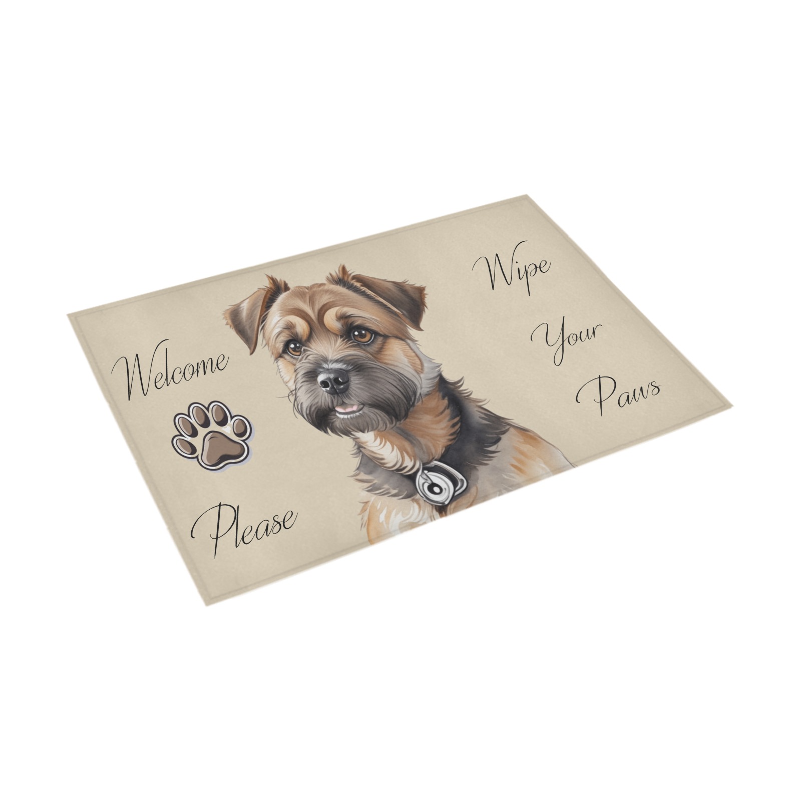 Border Terrier Please Wipe Your Paws Azalea Doormat 30" x 18" (Sponge Material)