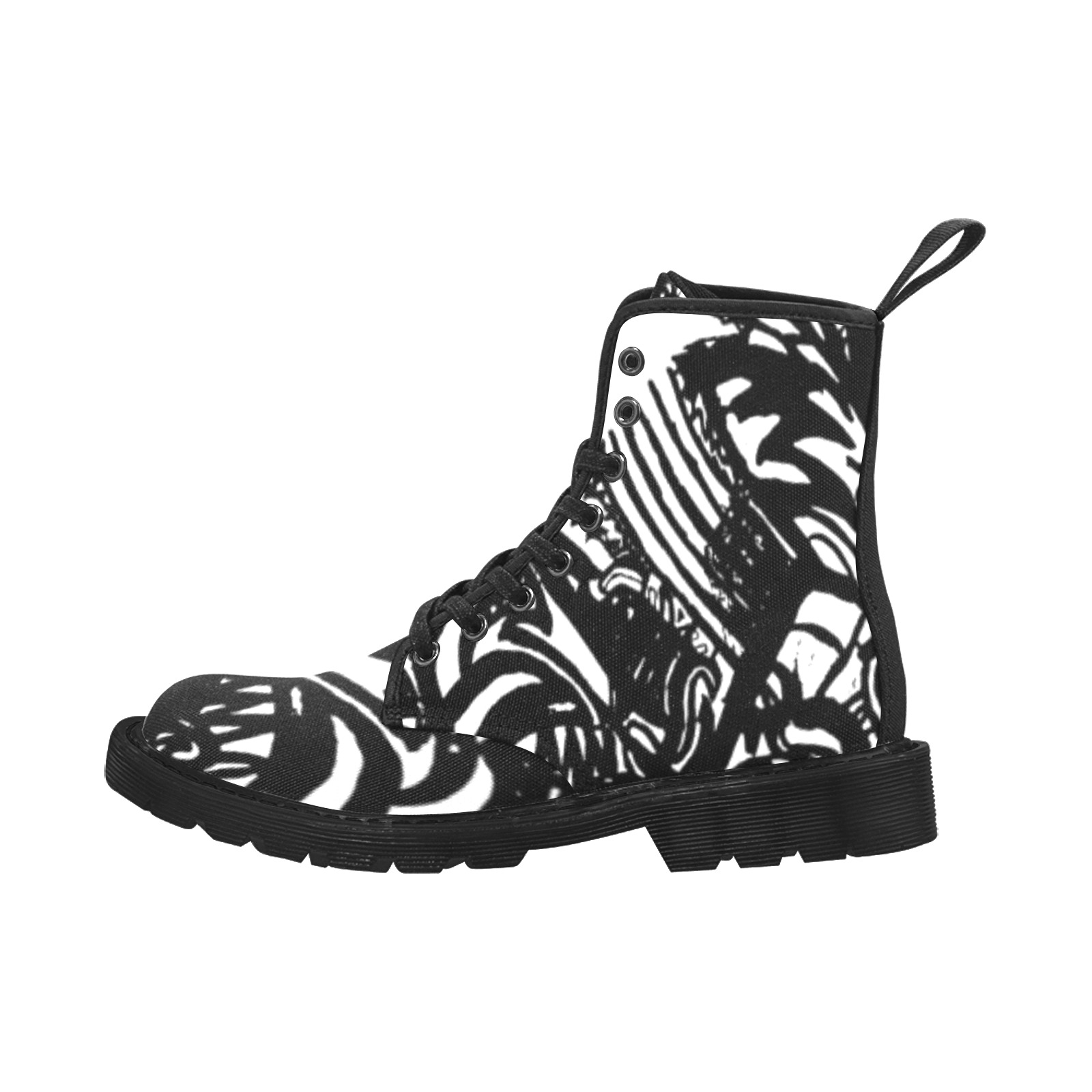 Black and White Abstract Graffiti Martin Boots for Men (Black) (Model 1203H)