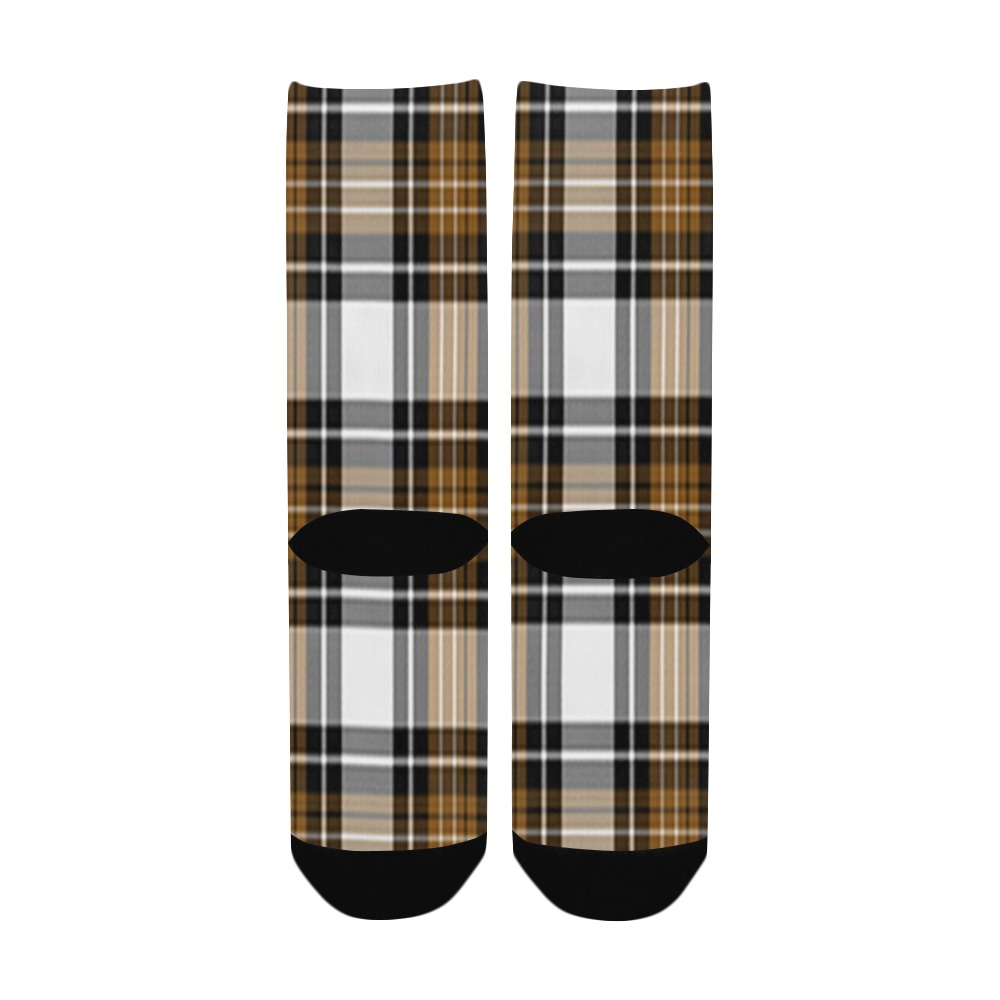 Brown Black Plaid Women's Custom Socks