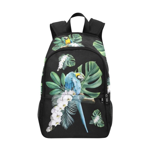 Blue Macaw Backpack Fabric Backpack with Side Mesh Pockets (Model 1659)