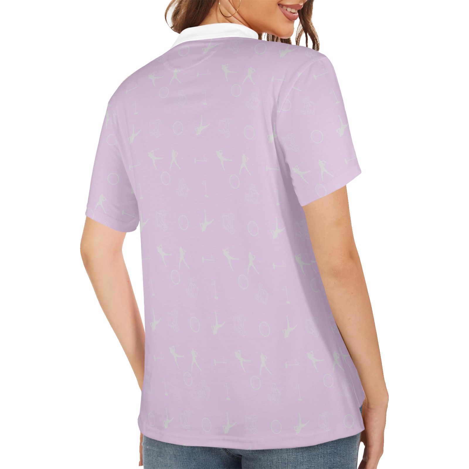 Fling Womens Lilac Women's All Over Print Polo Shirt (Model T55)