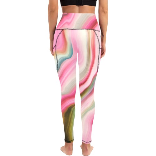 Modern abstract waves 8 Women's All Over Print Leggings with Pockets (Model L56)