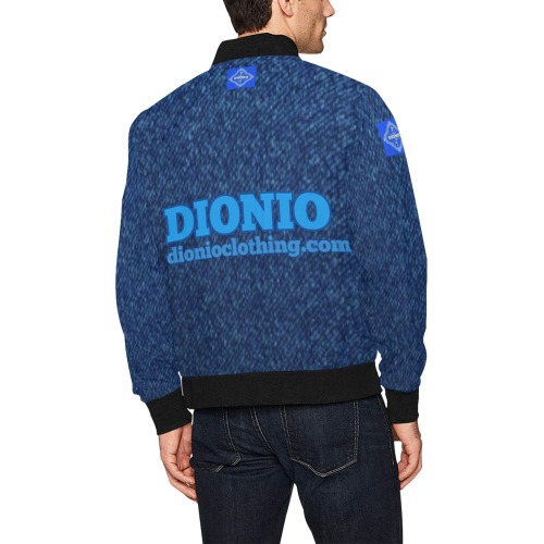 DIONIO - Men's Jean Bomber Jacket (Blue Luxury Logo) All Over Print Bomber Jacket for Men (Model H31)