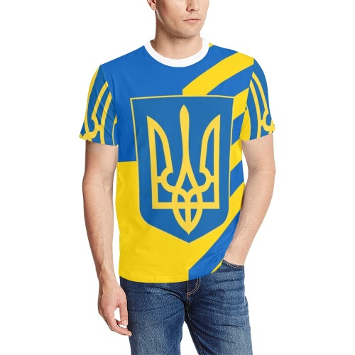 UKRAINE Men's All Over Print T-Shirt (Solid Color Neck) (Model T63)