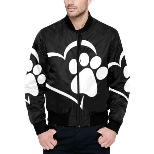 Puppy Paws Black by Fetishworld All Over Print Quilted Bomber Jacket for Men (Model H33)