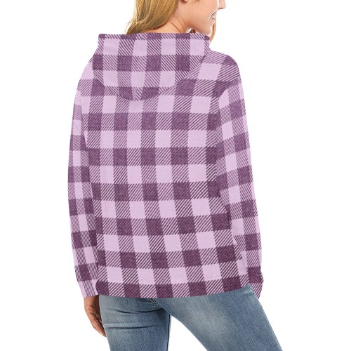 Pastel Rose Plaid All Over Print Hoodie for Women (USA Size) (Model H13)
