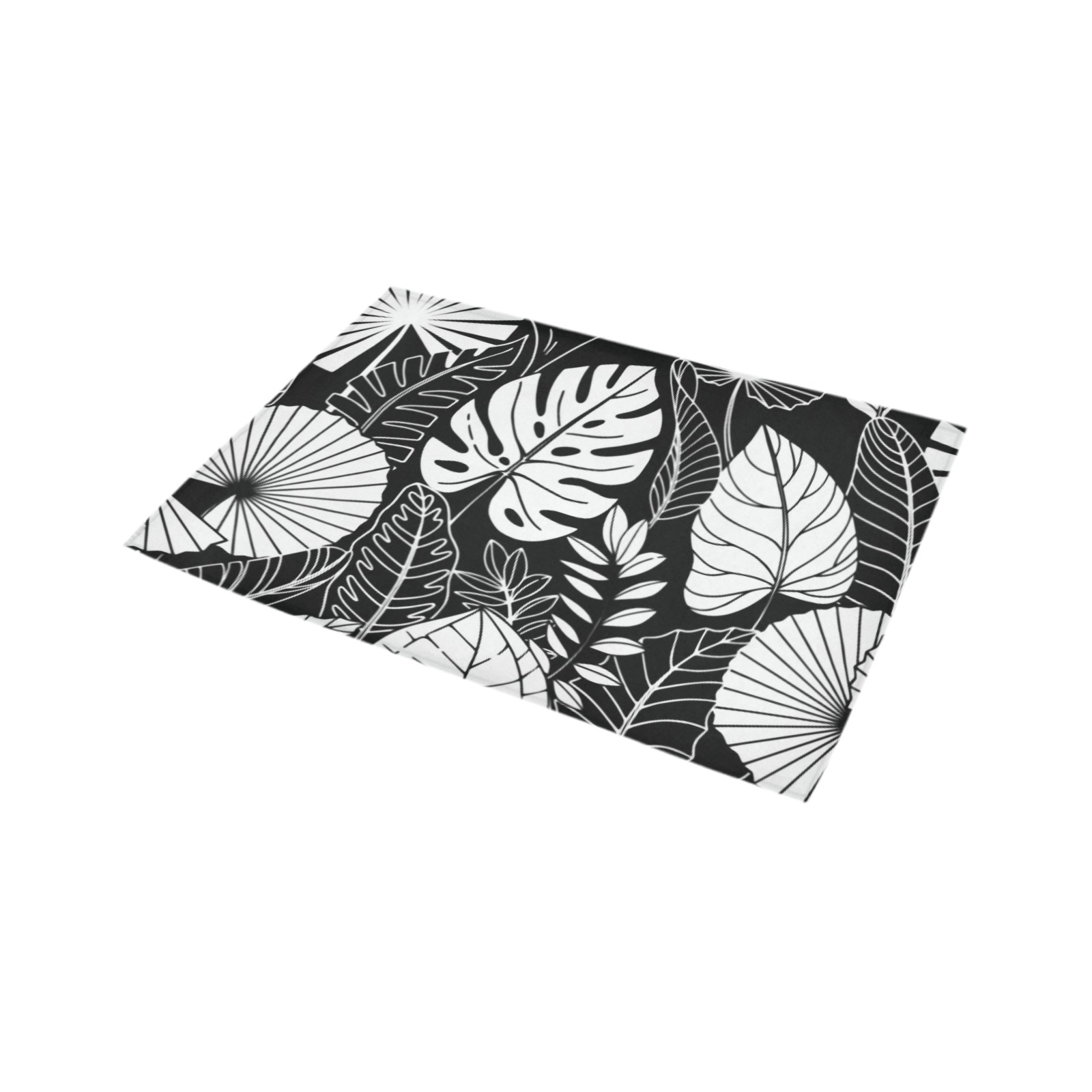 Black White Palms Azalea Doormat 24" x 16" (Sponge Material)