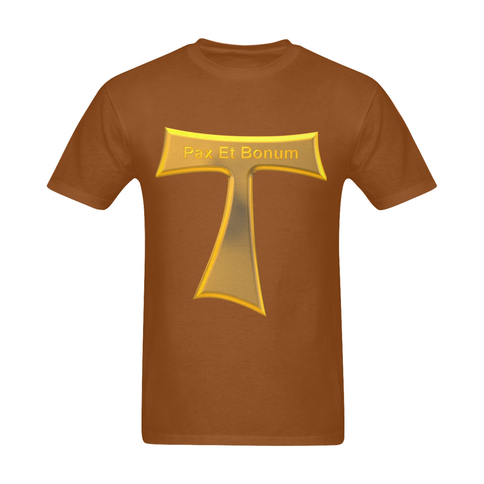 Franciscan Tau Cross Pax Et Bonum Gold  Metallic Men's Slim Fit T-shirt (Model T13)