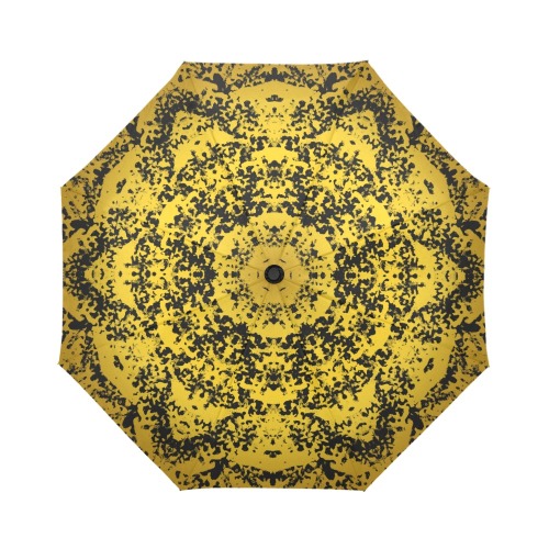 Ô Golden Splotches2 on Black Auto-Foldable Umbrella (Model U04)