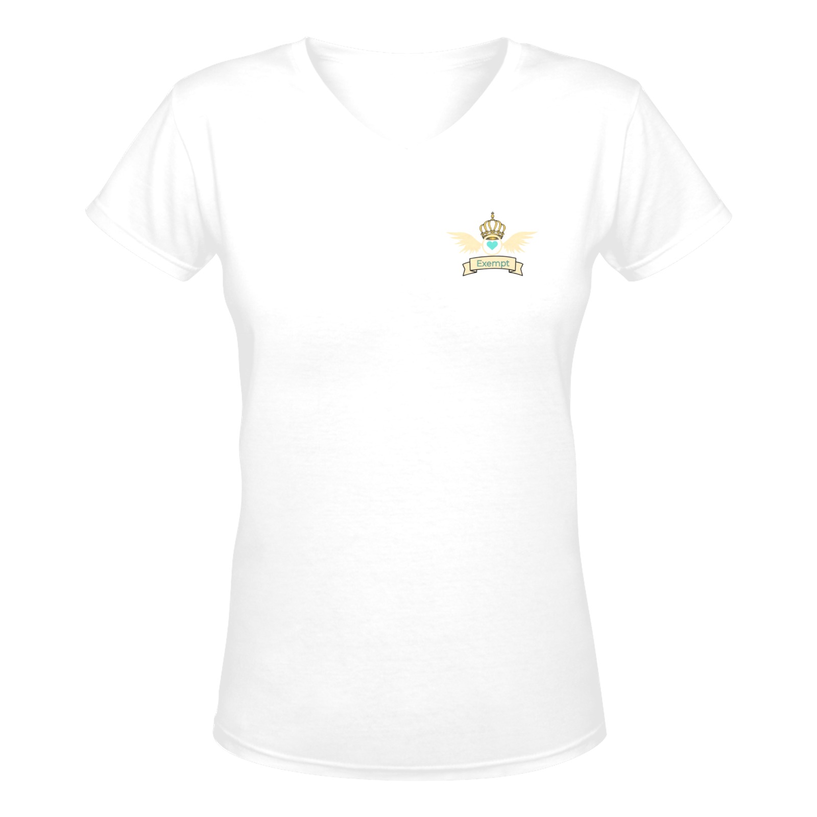 'Exe.mpt' - Small pocket logo - White Tee Women's Deep V-neck T-shirt (Model T19)