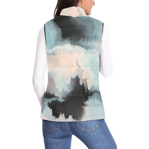 Waves ocean abstract 2 Women's Padded Vest Jacket (Model H44)