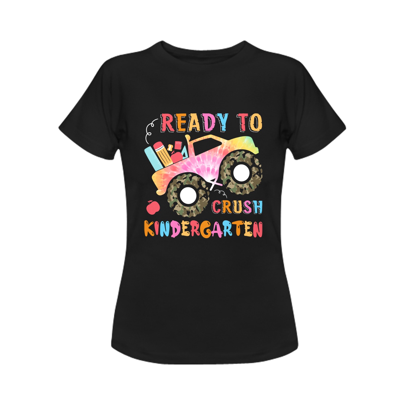 Ready to Crush Kindergarten First Day of School Women's T-Shirt in USA Size (Two Sides Printing)