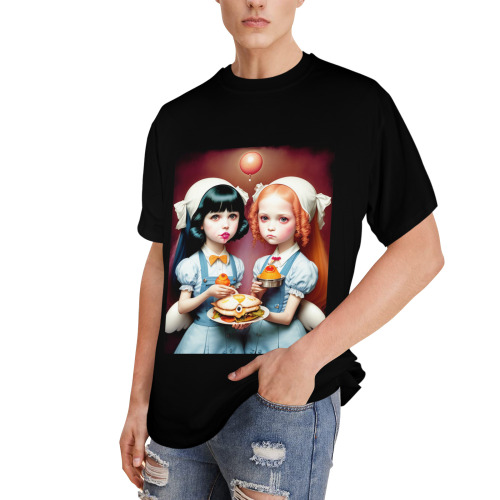 adorable ghost girls eating lunch 2 Men's Glow in the Dark T-shirt (Front Printing)
