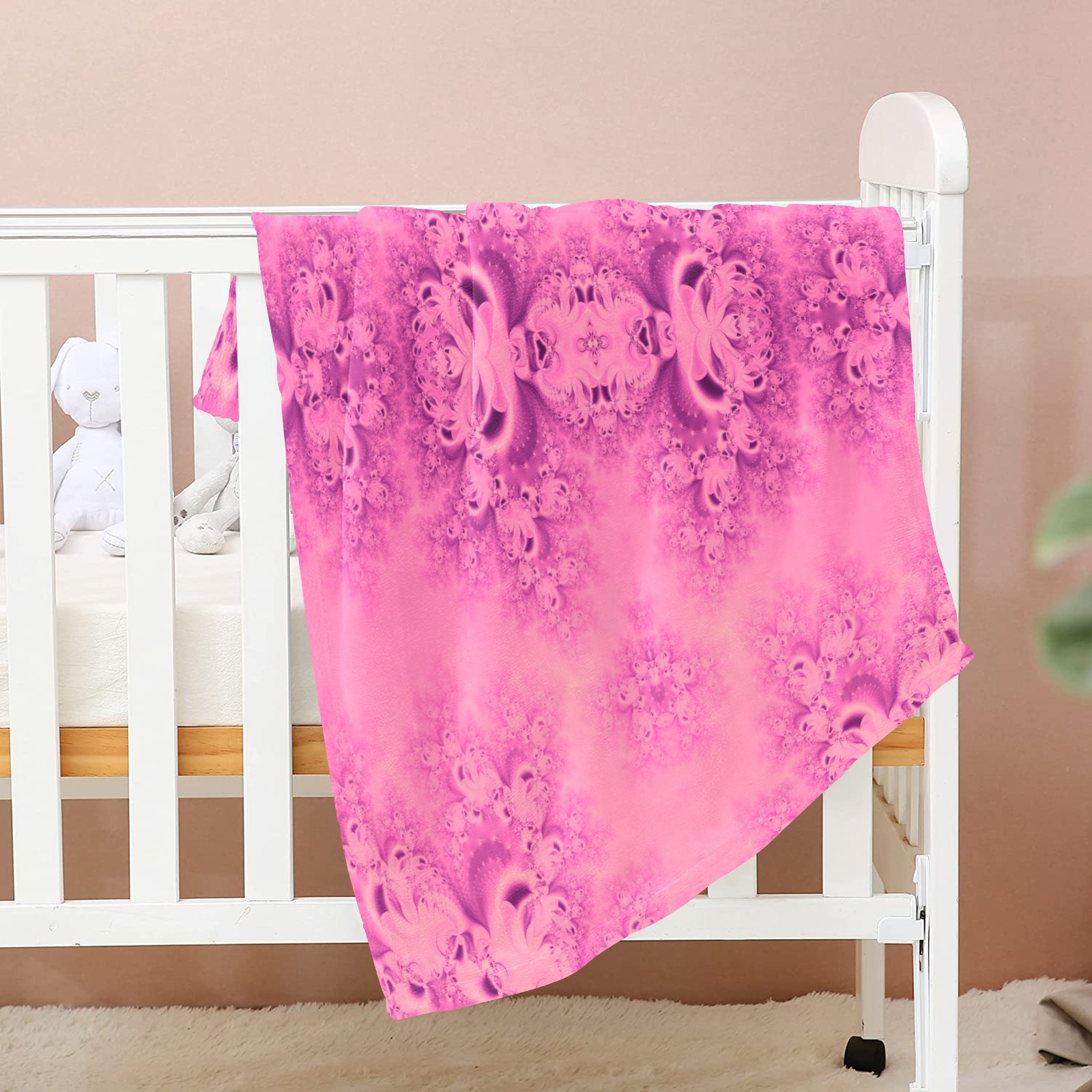 Pink Morning Frost Fractal Baby Blanket 40"x50"