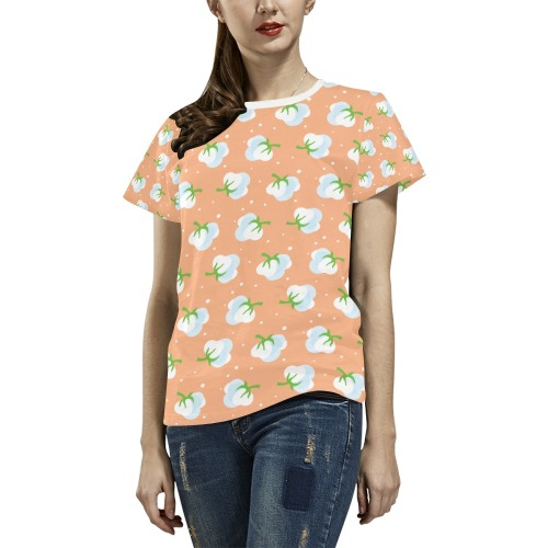 Orange cotton pattern All Over Print T-Shirt for Women (USA Size) (Model T40)
