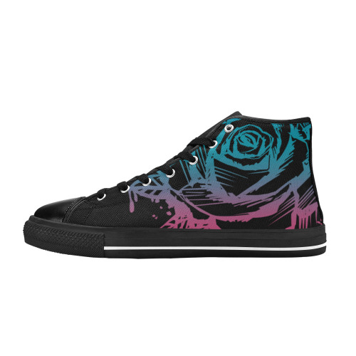 Candy Color Rose Women's Classic High Top Canvas Shoes (Model 017)