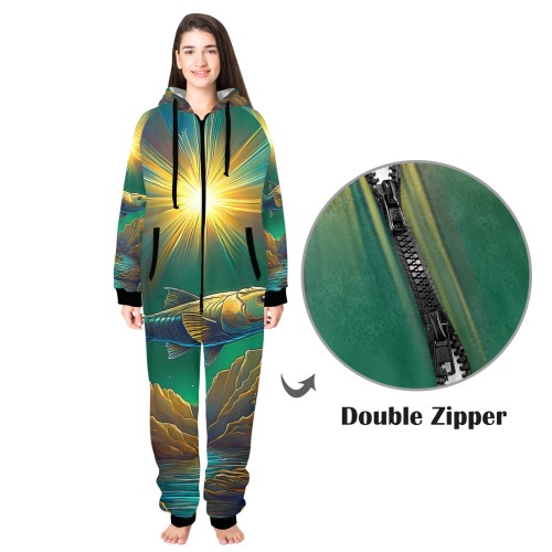 Celestial Swim Unisex One-Piece Zip Up Hooded Pajamas