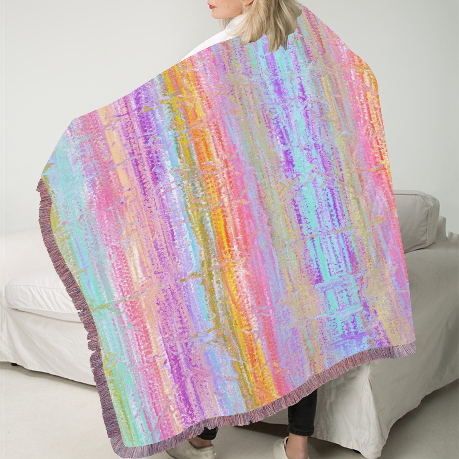 confetti 4 Ultra-Soft Fringe Blanket 50"x60" (Mixed Pink)