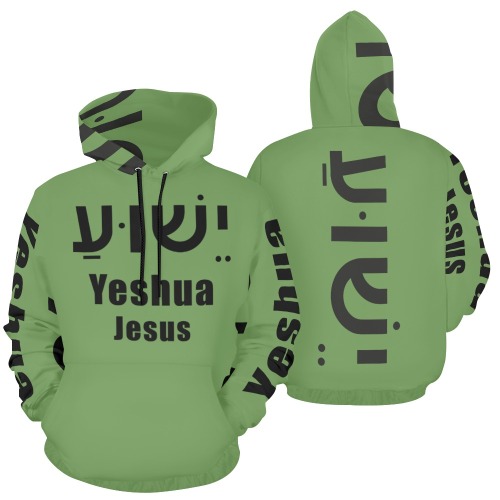 Yeshua Hoodie Lime Green (Black text) All Over Print Hoodie for Men (USA Size) (Model H13)