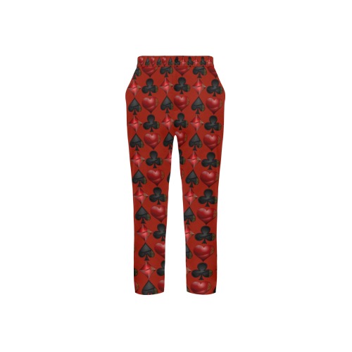 Playing Card Symbols on Red Men's All Over Print Casual Trousers (Model L68)
