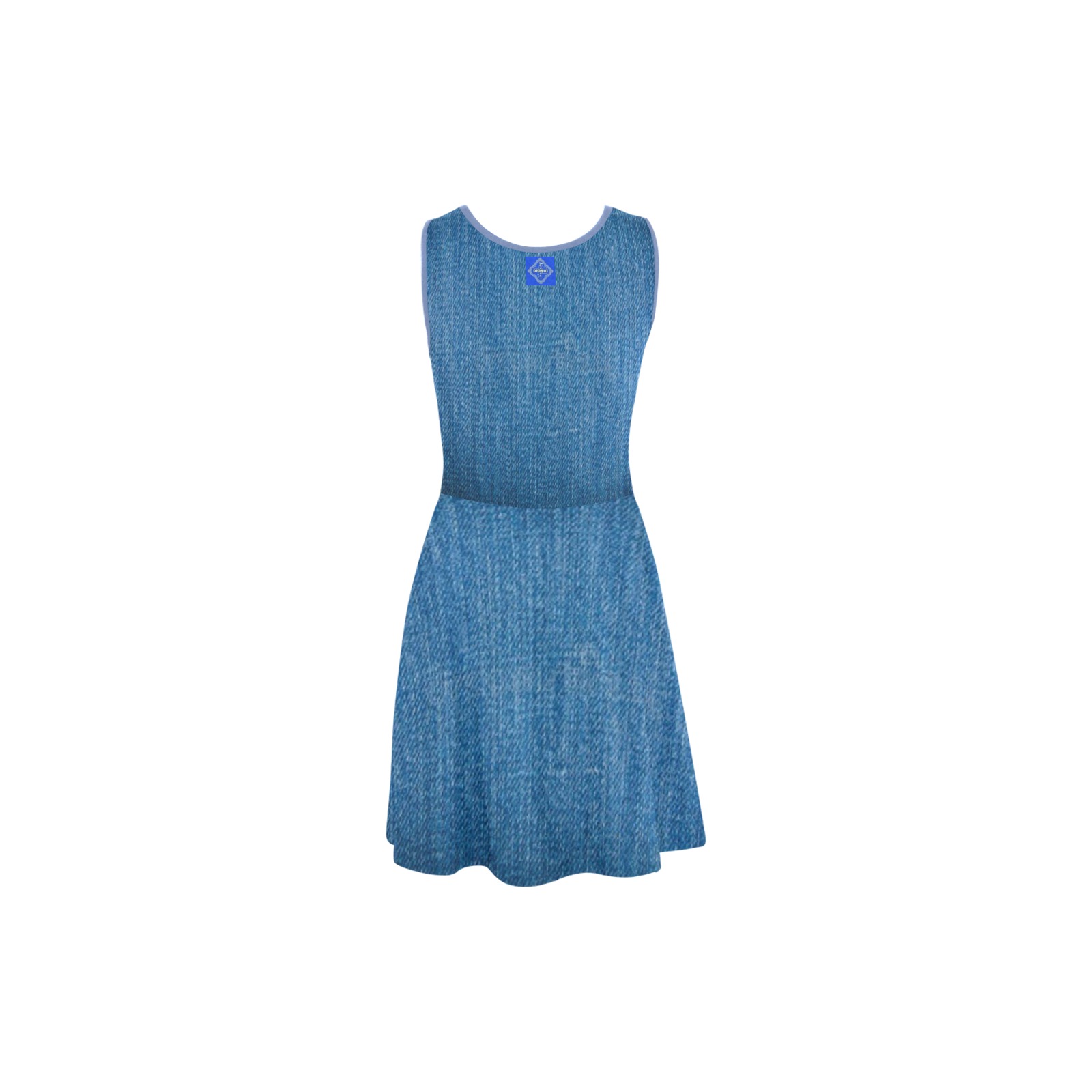 DIONIO Clothing - Ladies' Denim-Look Atalanta Sundress (Blue Logo) Atalanta Sundress (Model D04)