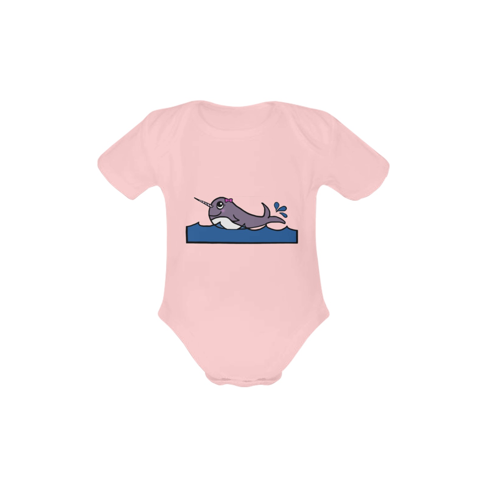 Baby Girl Narwhal Baby Powder Organic Short Sleeve One Piece (Model T28)