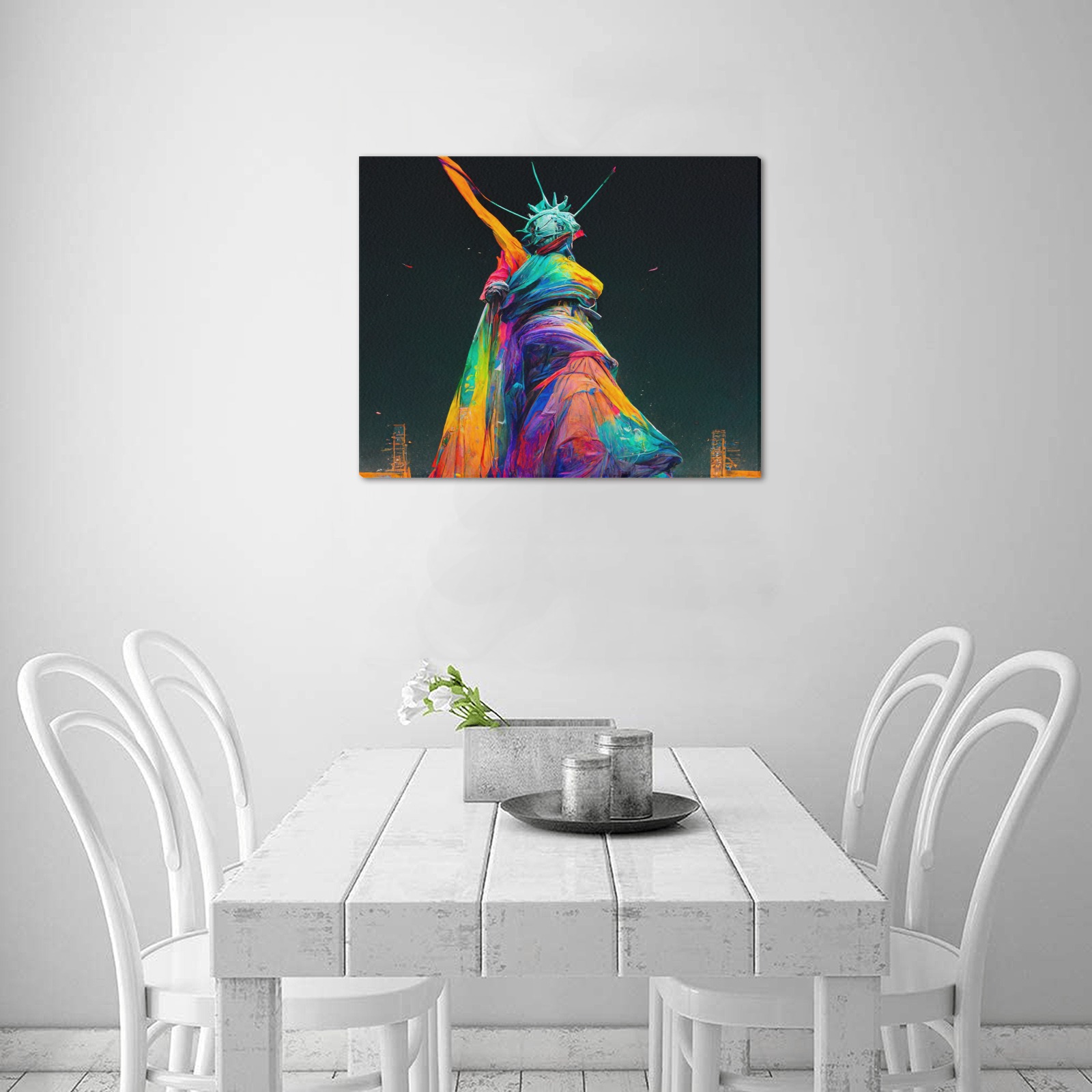 psychedelic statue of liberty 2 Frame Canvas Print 20"x16"