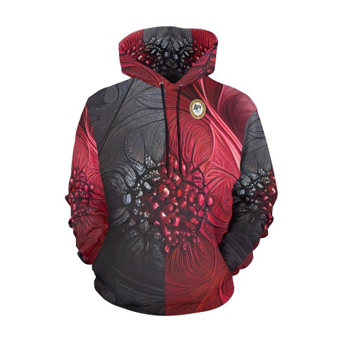 red and black shield All Over Print Hoodie for Men (USA Size) (Model H13)