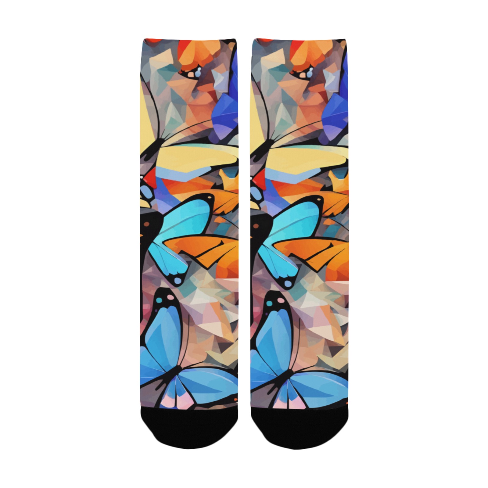 A mix of colorful butterflies. Cool positive art Custom Socks for Women
