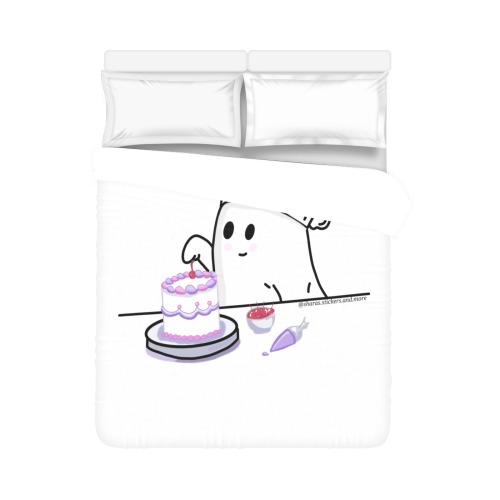 Ghost Decorating A Cake With A White Background Duvet Cover Duvet Cover 86"x70" ( All-over-print)