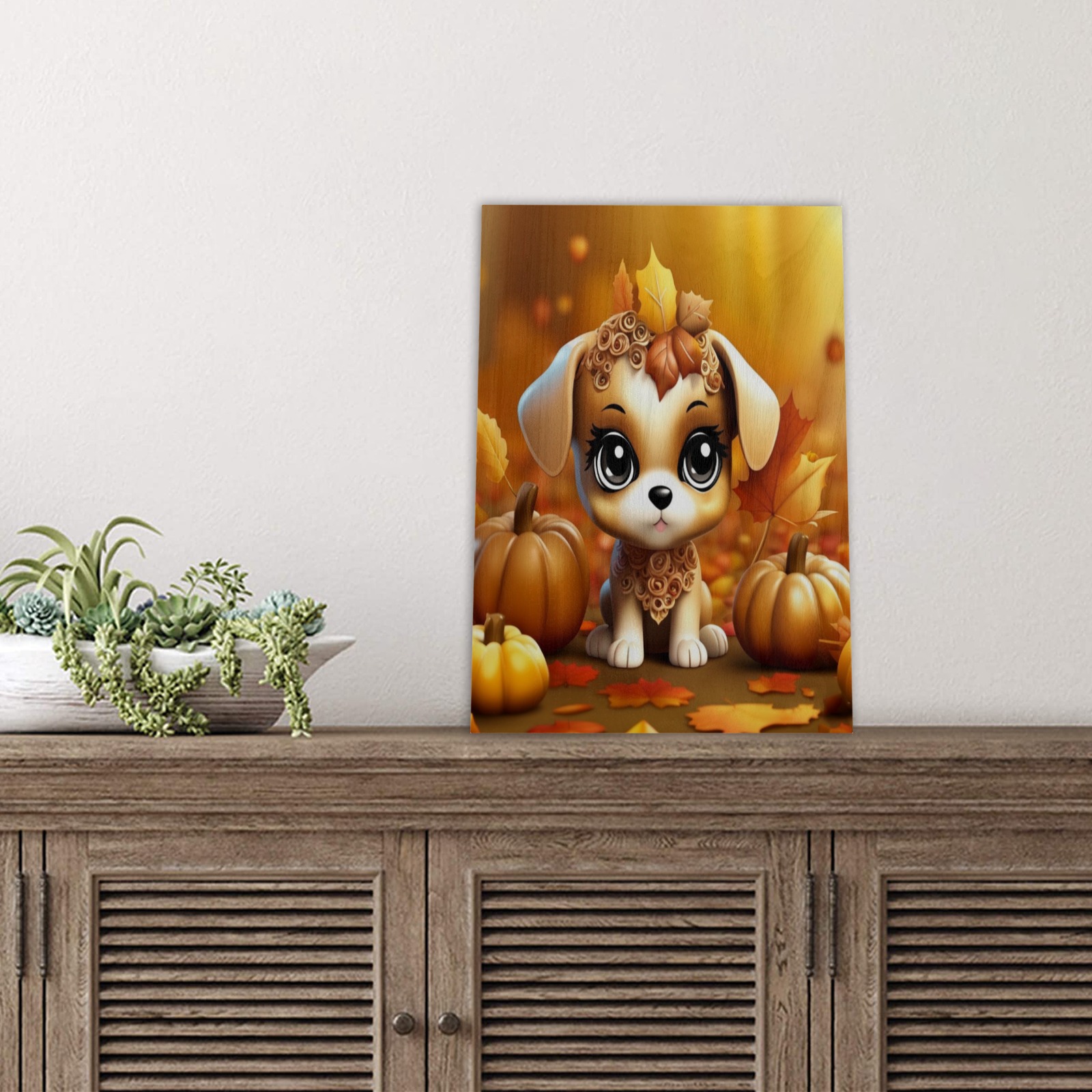 Halloween Puppy Wood Print 8"x12"