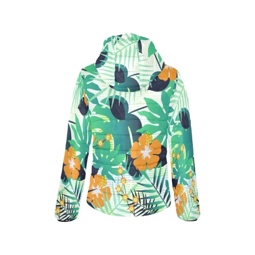 GROOVY FUNK THING FLORAL Women's Padded Hooded Jacket (Model H46)