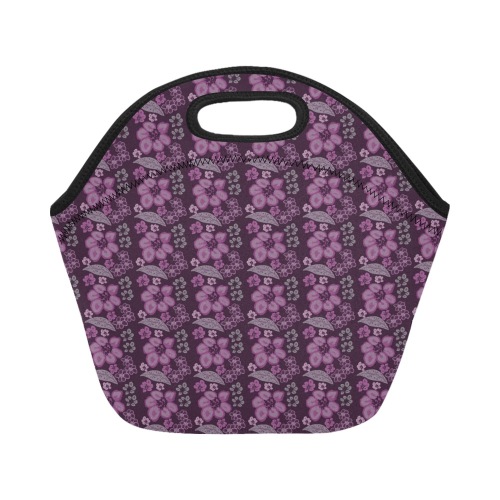 Unique Purple Floral Pattern Neoprene Lunch Bag/Small (Model 1669)