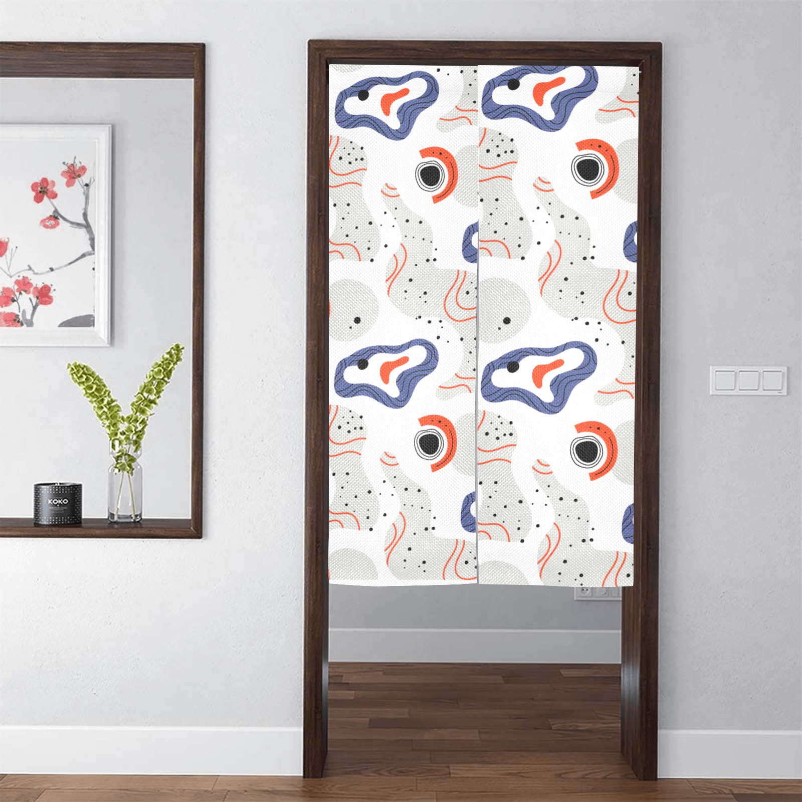 Elegant Abstract Mid Century Pattern Door Curtain Tapestry